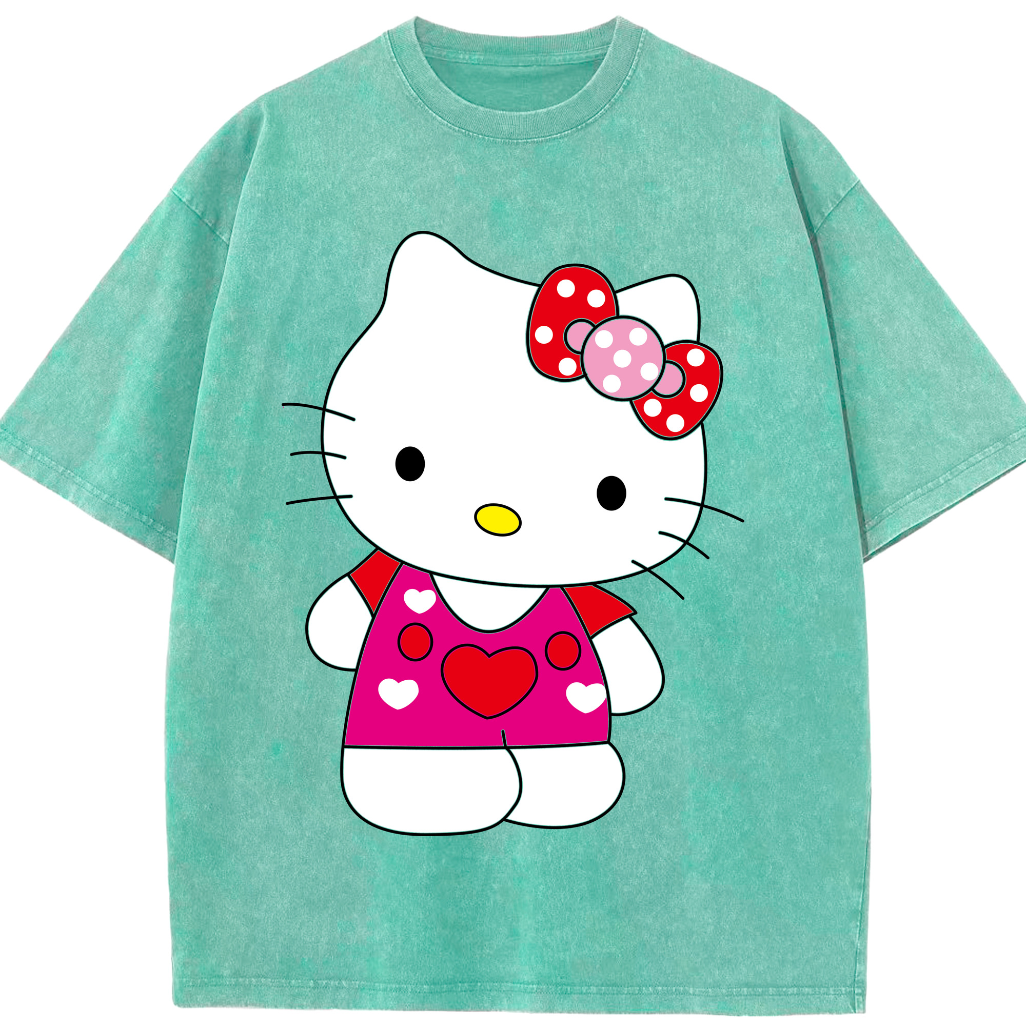 （画像用） Hello Kitty ハローキティ 綿100% ヴィンテージ風 半袖Tシャツ（フロントプリント）
